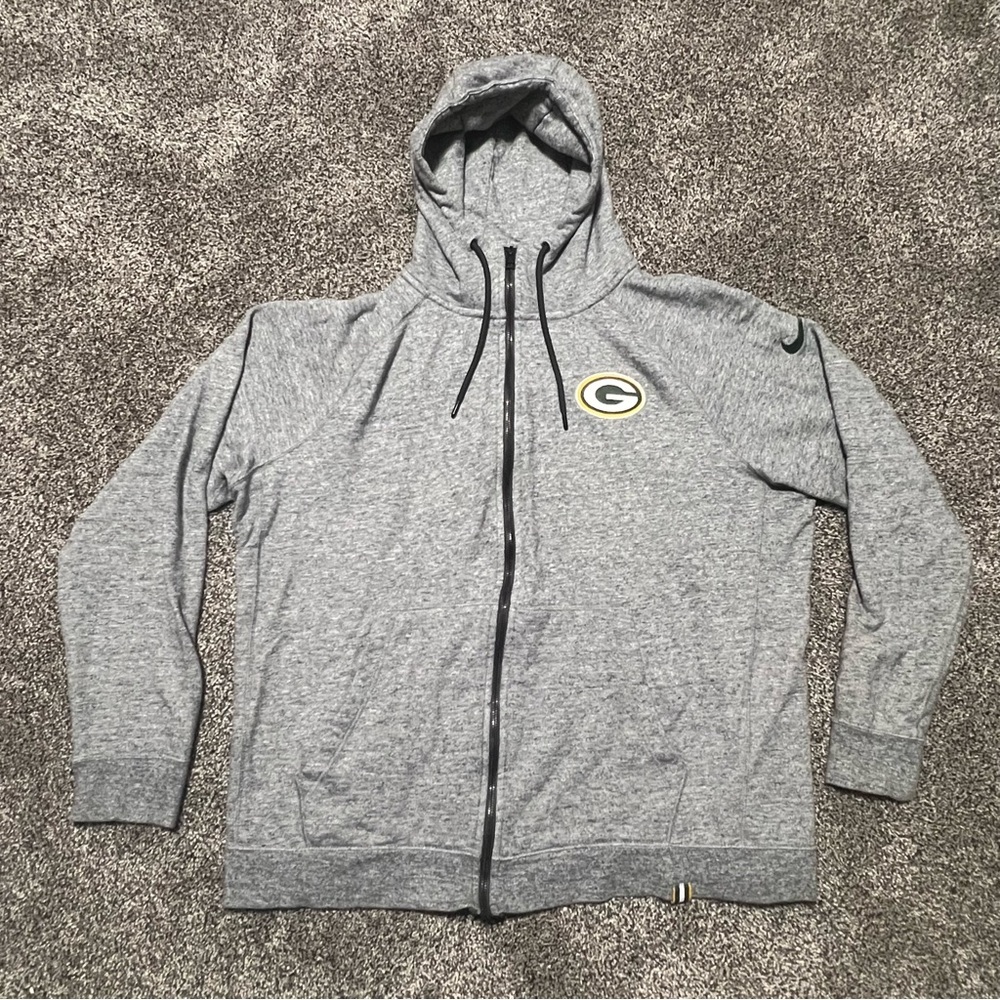 Nike Men’s XL Green Bay Packers Gray Full-Zip Slim Fit Hoodie